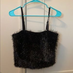 Black Party Sparkly Crop Top